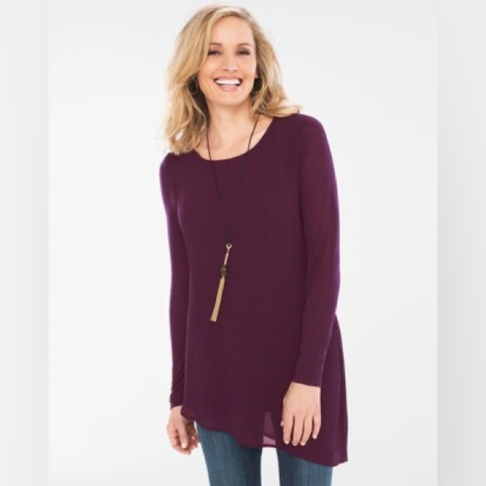 Chico’s Knit Woven Tunic Long Sleeve.
